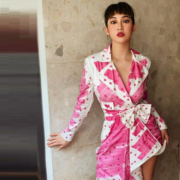 MOSCHINO Brushstroke Scribble Sketches Pink Trench Coat Dress Poplin 2019 BARBIE - Picture 7 of 17